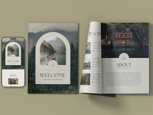 Rustic Mountain Escape Welcome Book Template