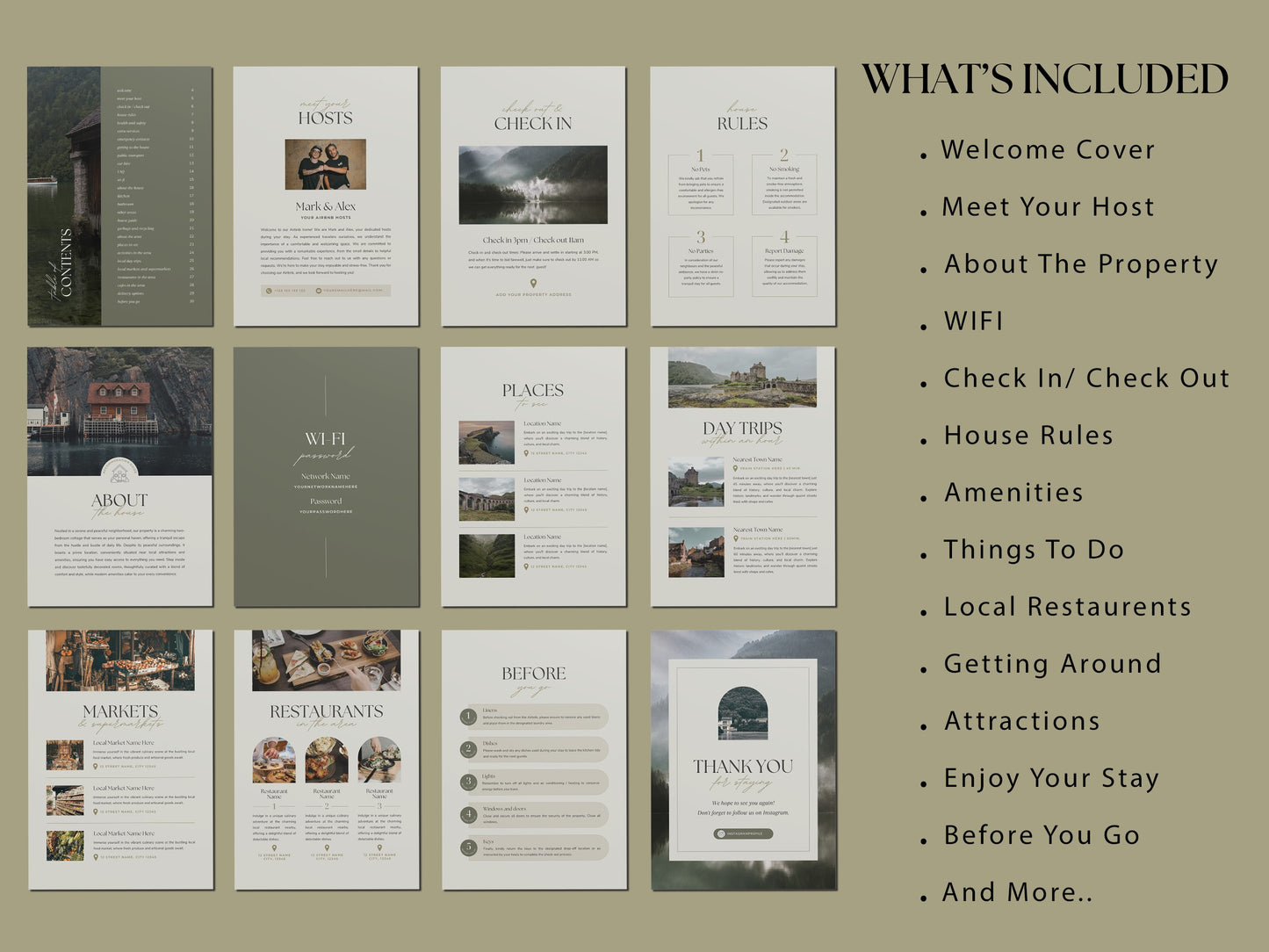 Rustic Mountain Escape Welcome Book Template