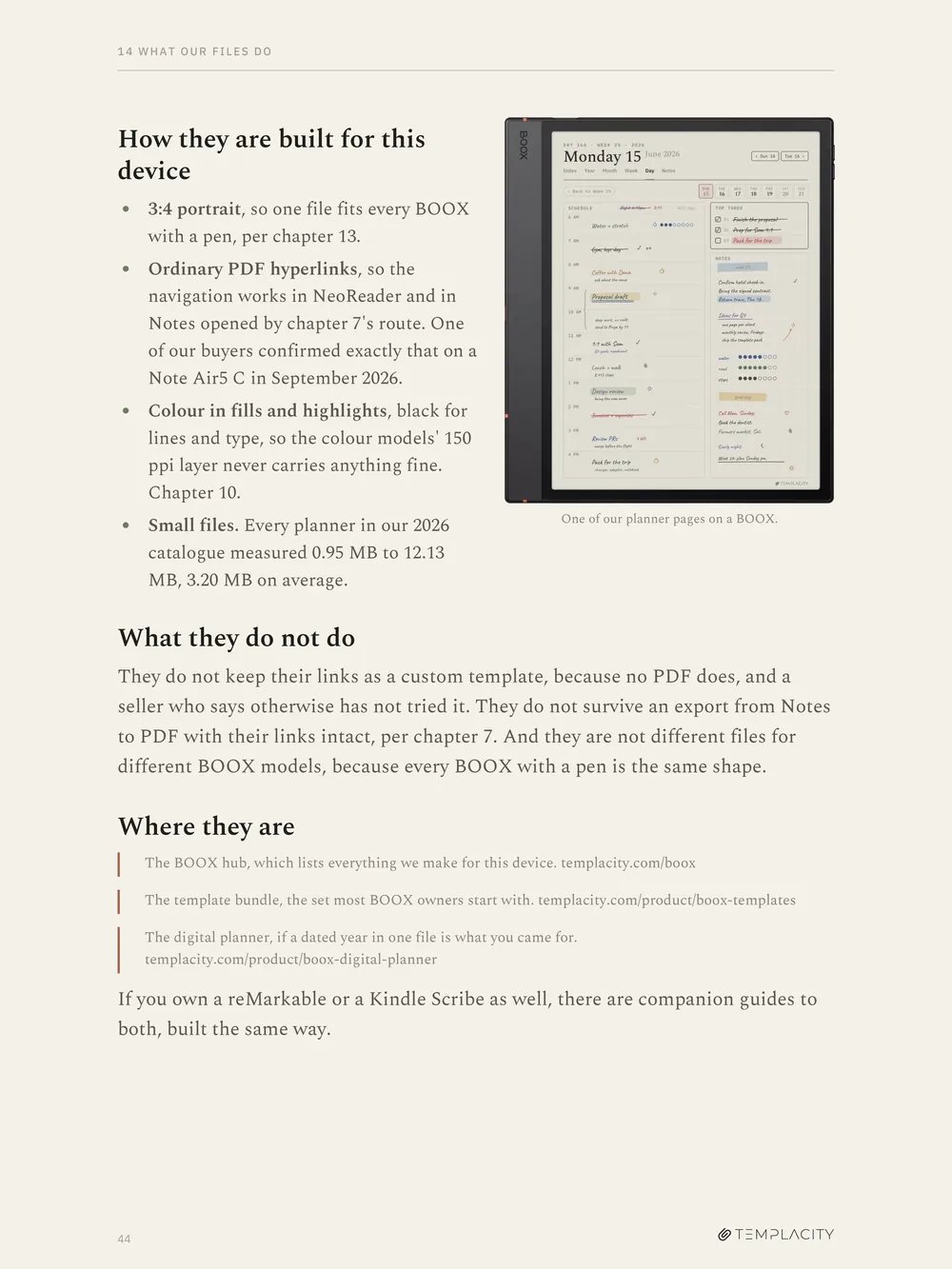 The last chapter, one of our planner pages on a BOOX