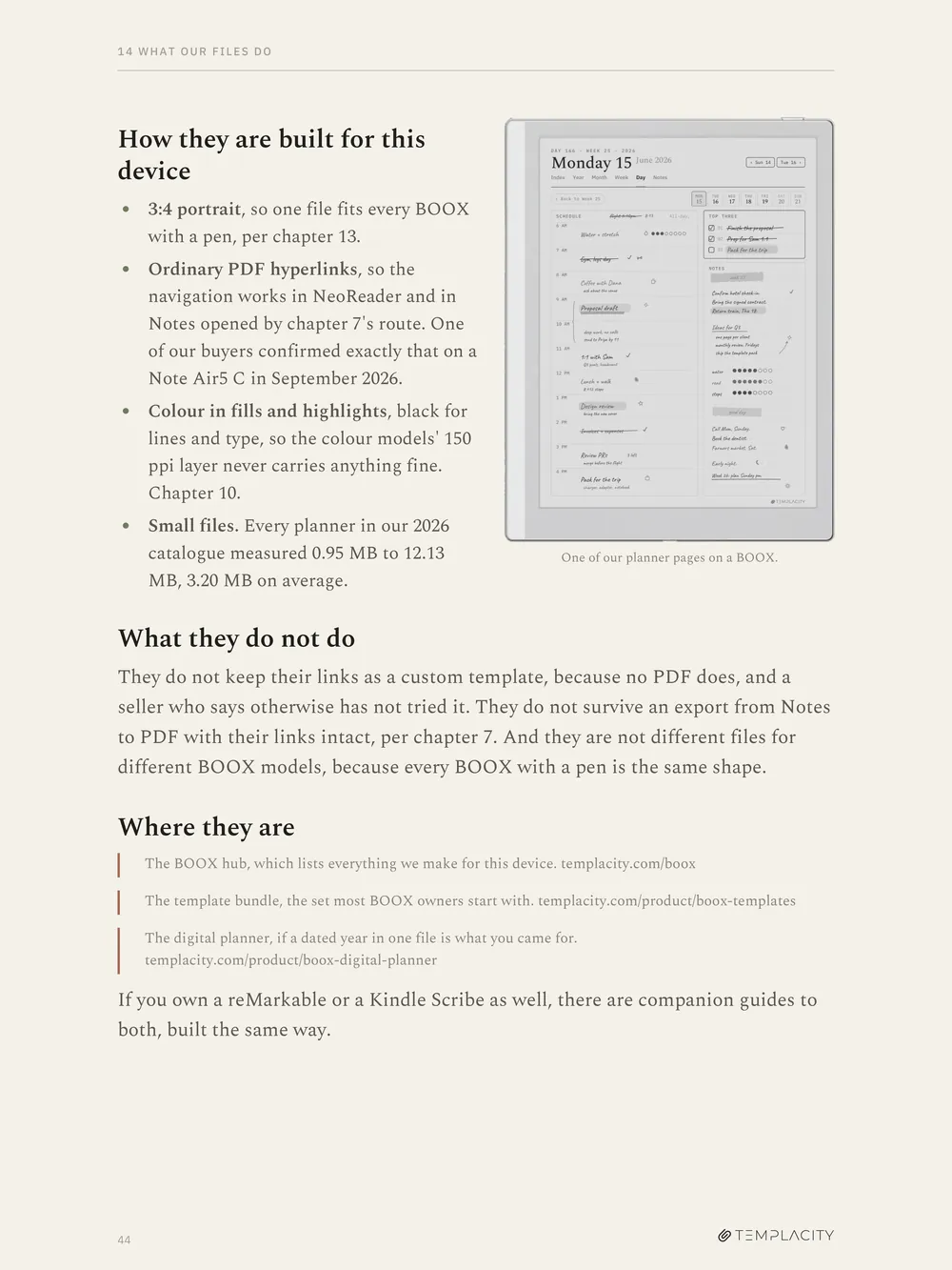 The last chapter, one of our planner pages on a BOOX