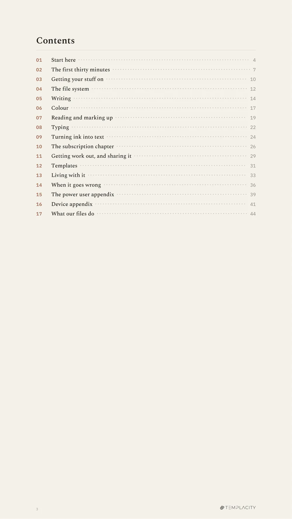 The contents page, which every page in the book can reach again