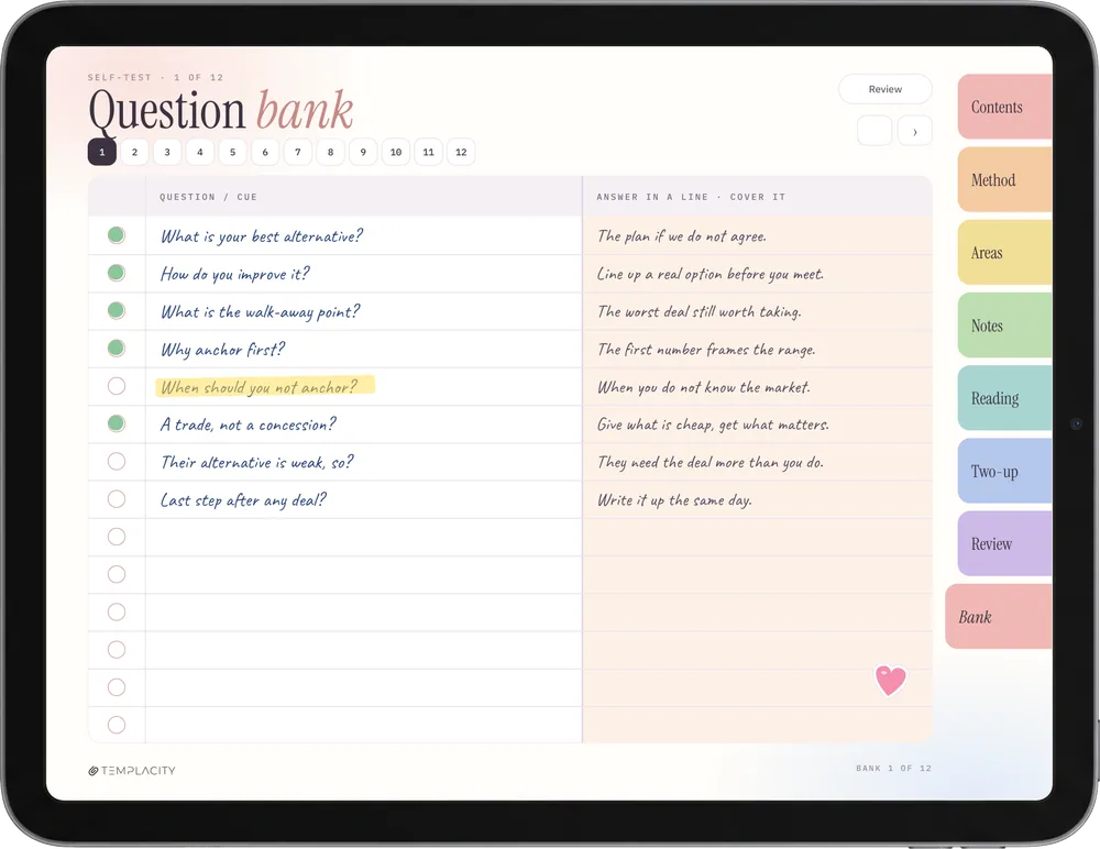 Cornell Notes, Farbausgabe auf dem iPad