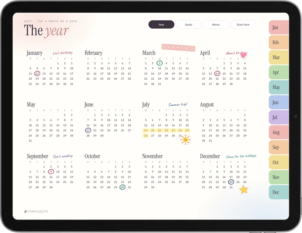 Der iPad Planer 2027 auf einem iPad