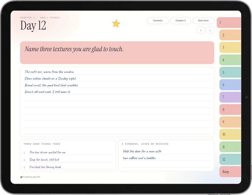 iPad 上的 A Year of Gratitude 彩色版:一天