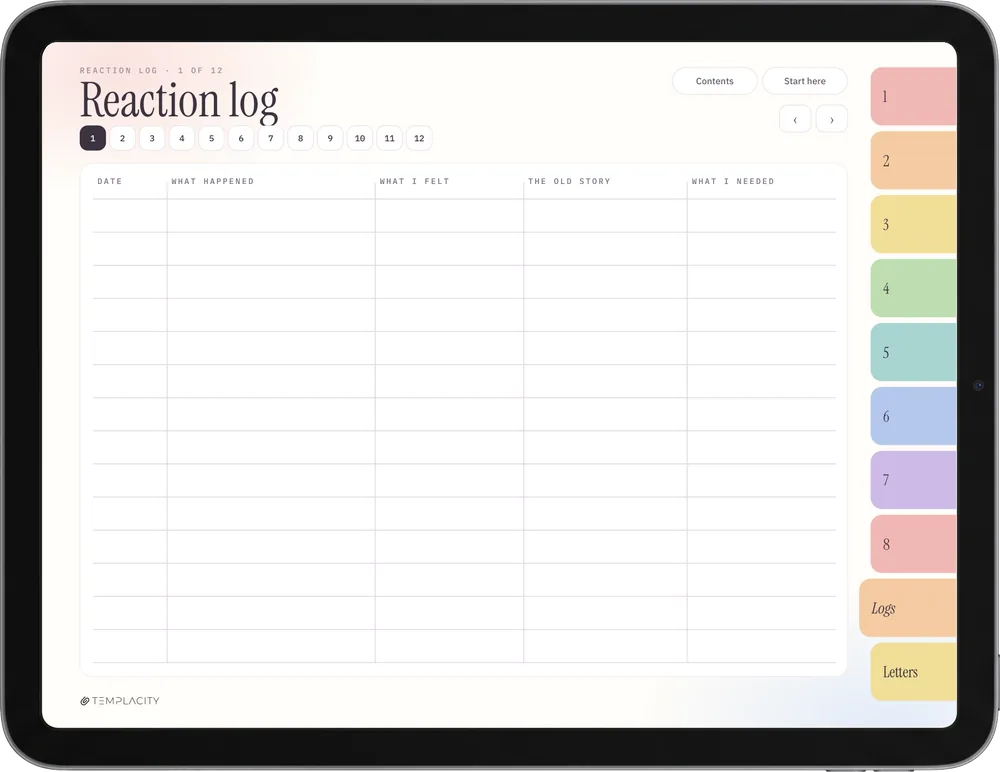 The Shadow Pages, colour edition on an iPad: The Reaction Log