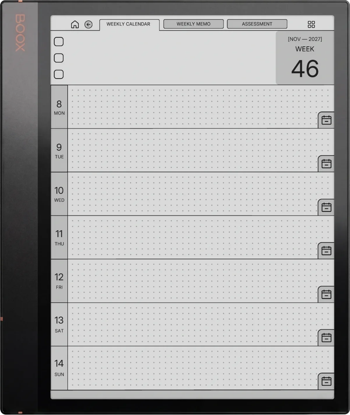 Weekly Planner Boox Note Air 3 page 3
