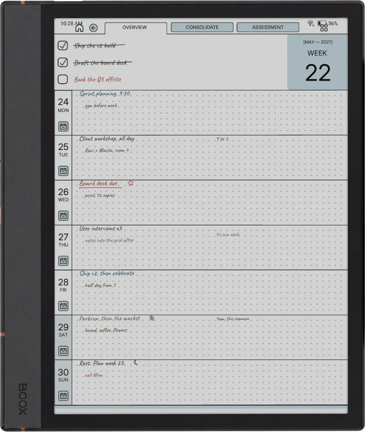 Boox Note Air 4C Daily Planner