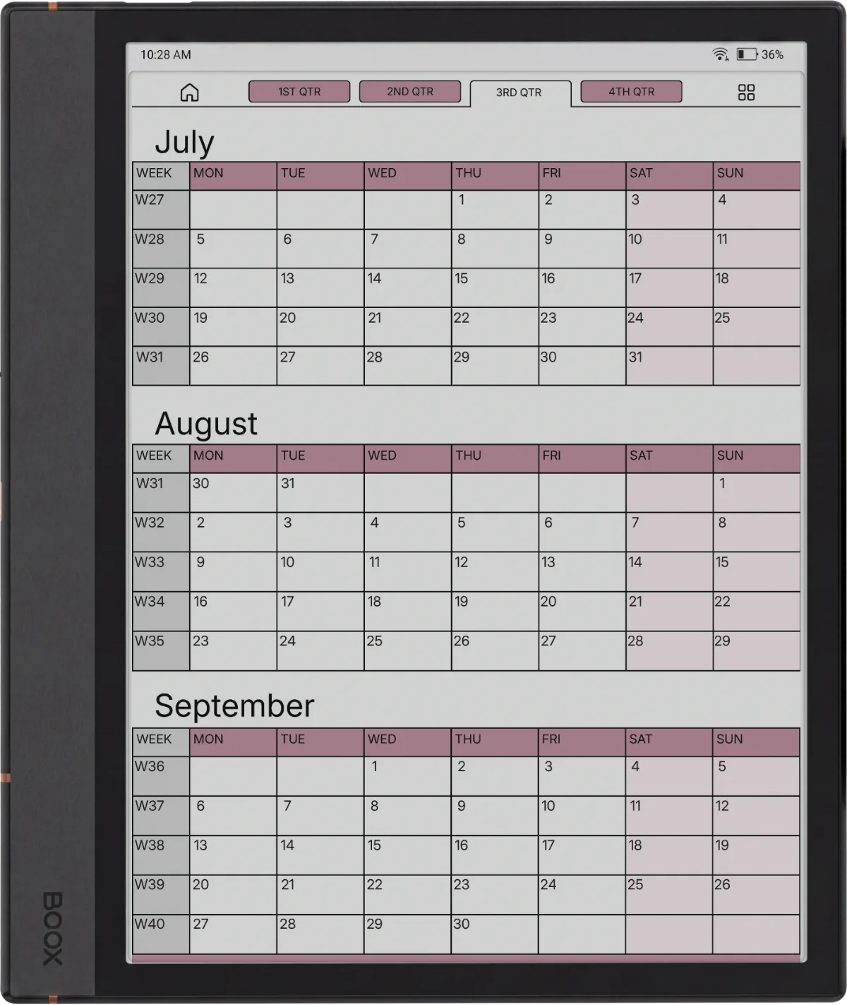 Weekly Planner Boox Note Air4 C page 6