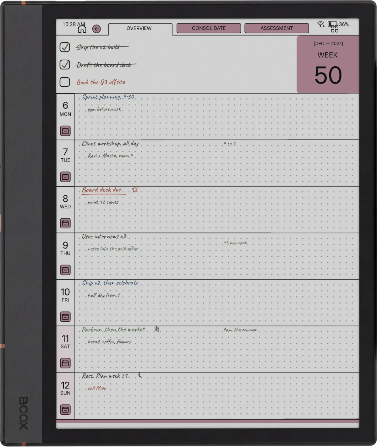 Boox Note Max Daily Planner