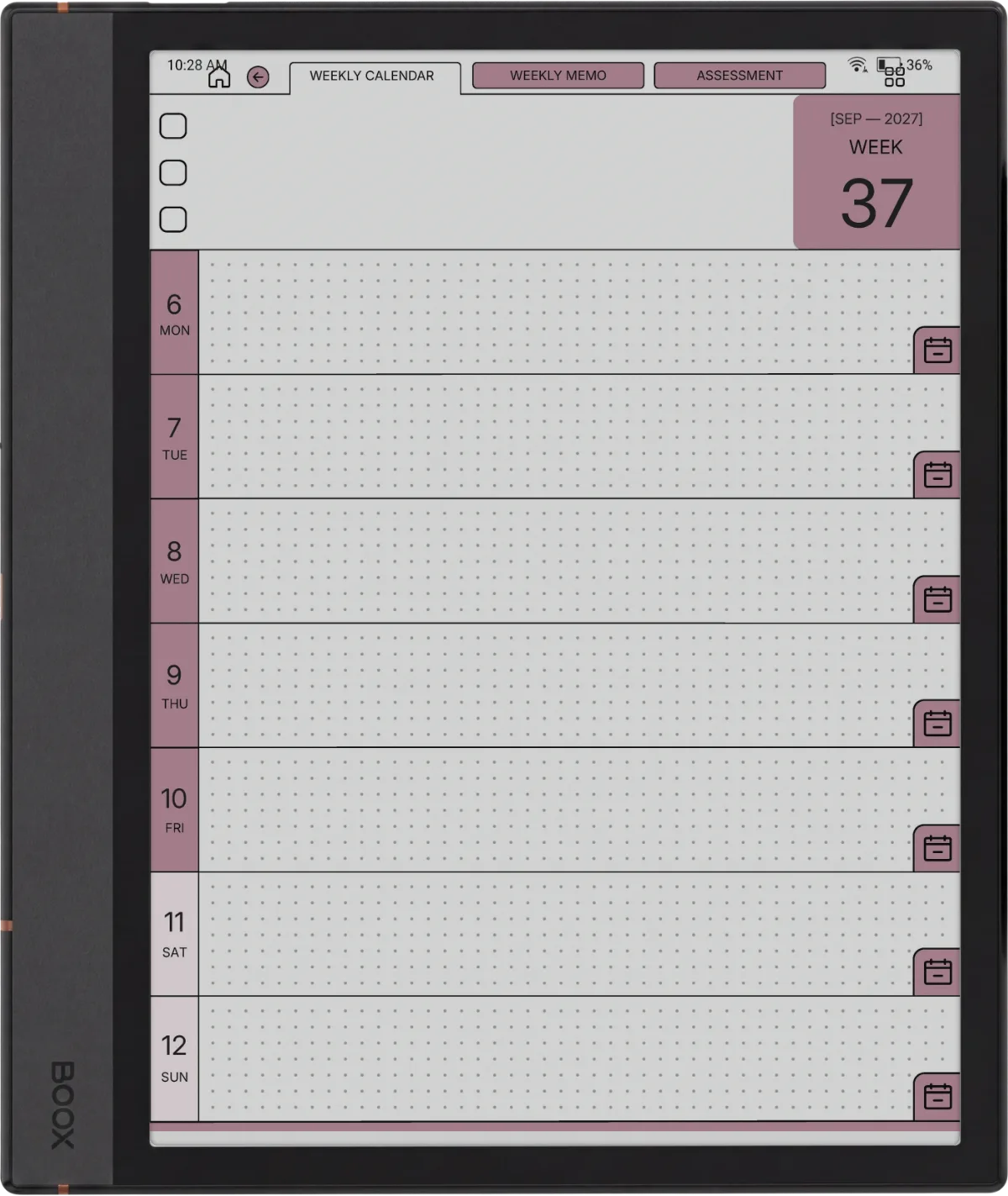 Boox Note Max Weekly Planner The Weekly Planner page 3