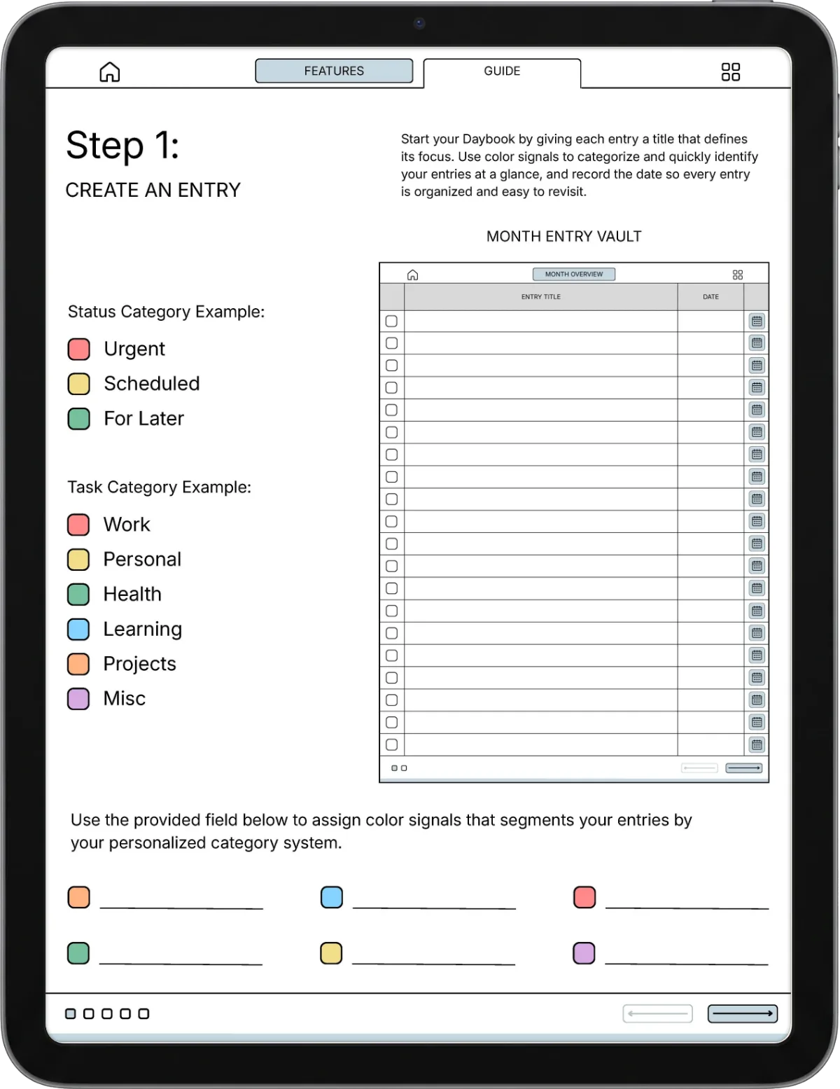 Daybook iPad page 3