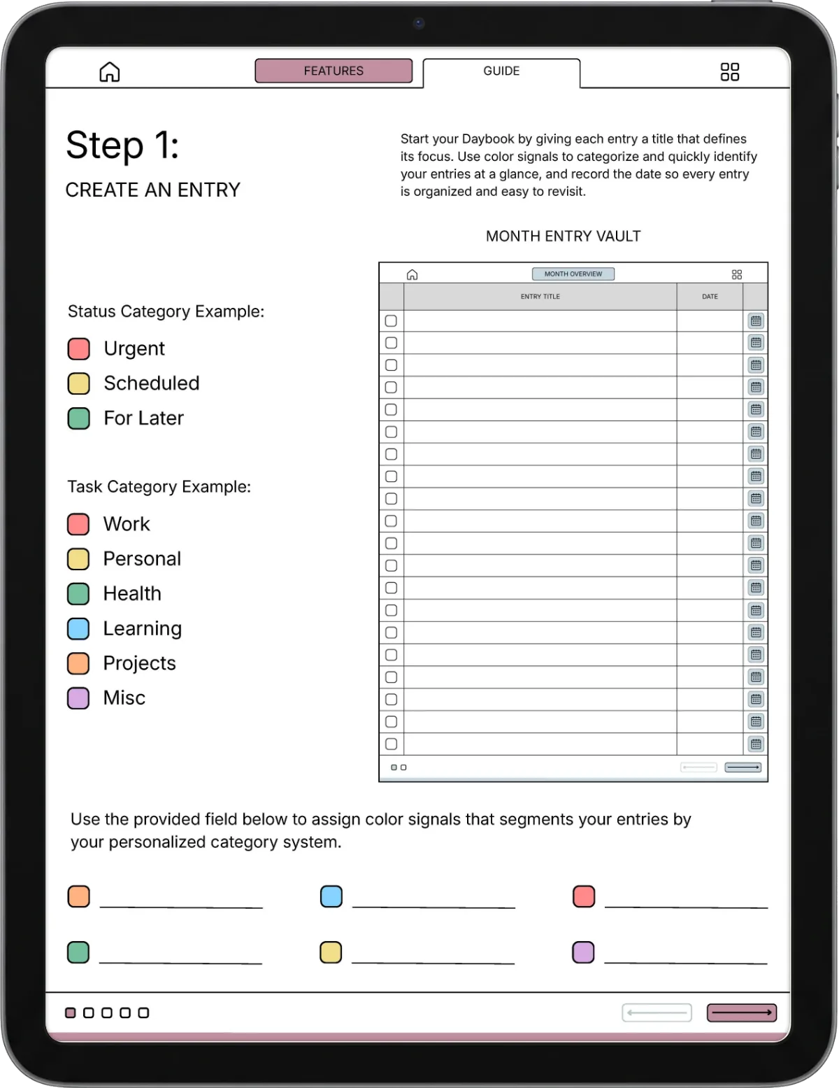 Daybook iPad page 3