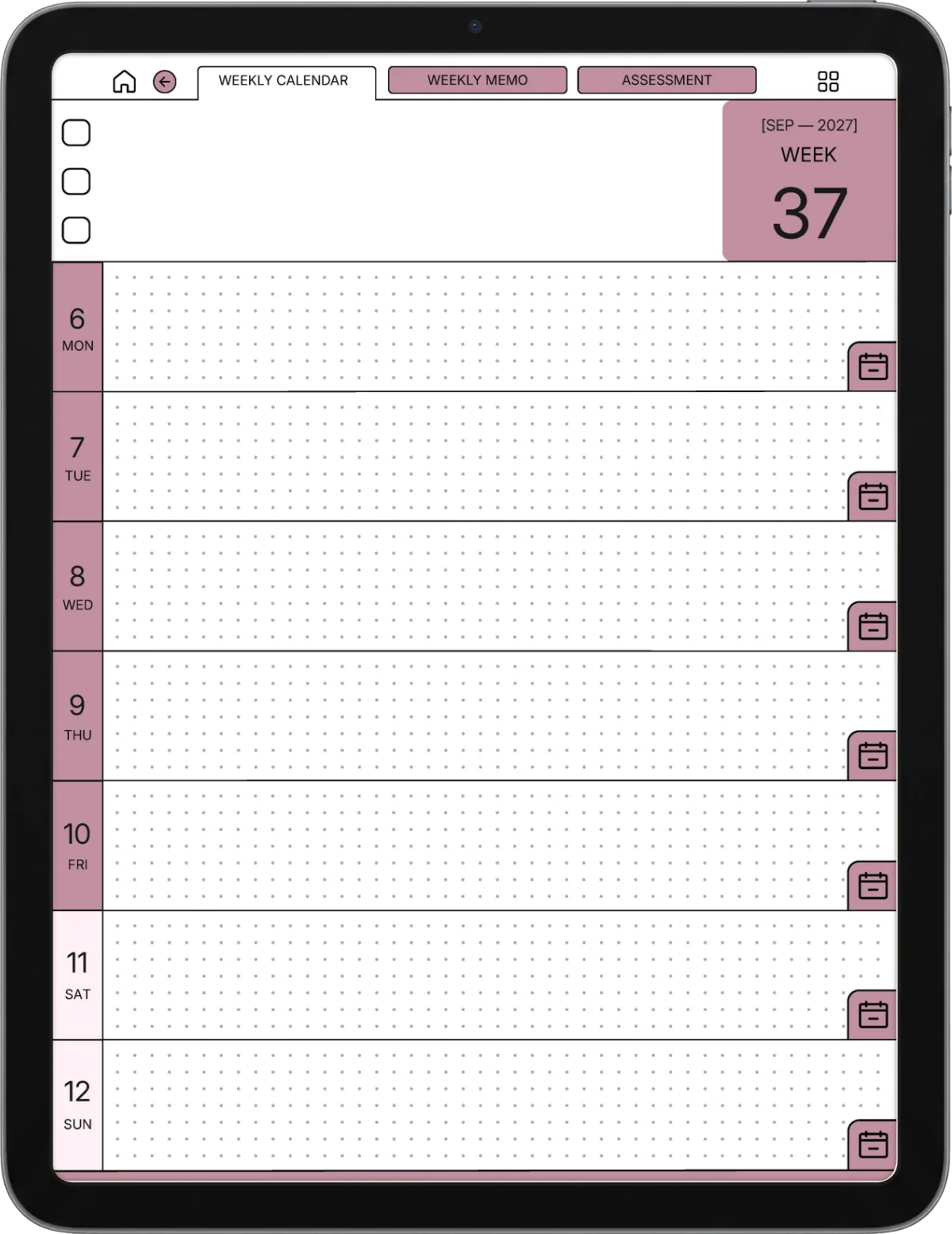 Weekly Planner iPad page 3