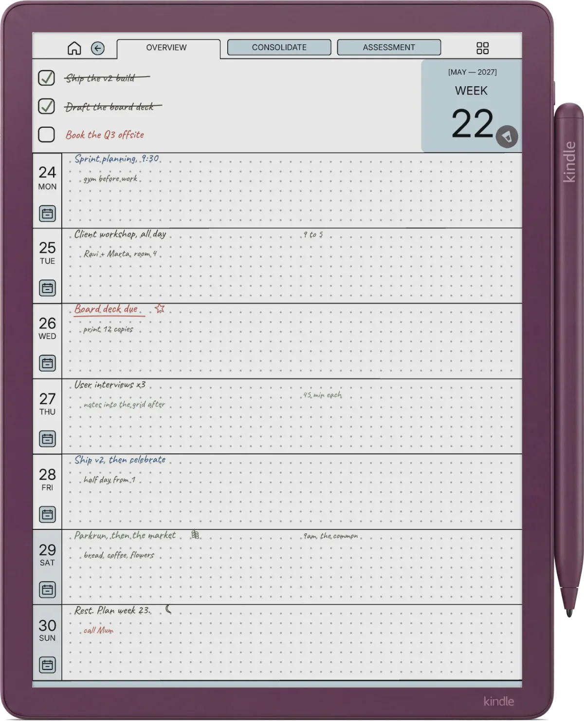 Kindle Scribe Colorsoft Daily Planner