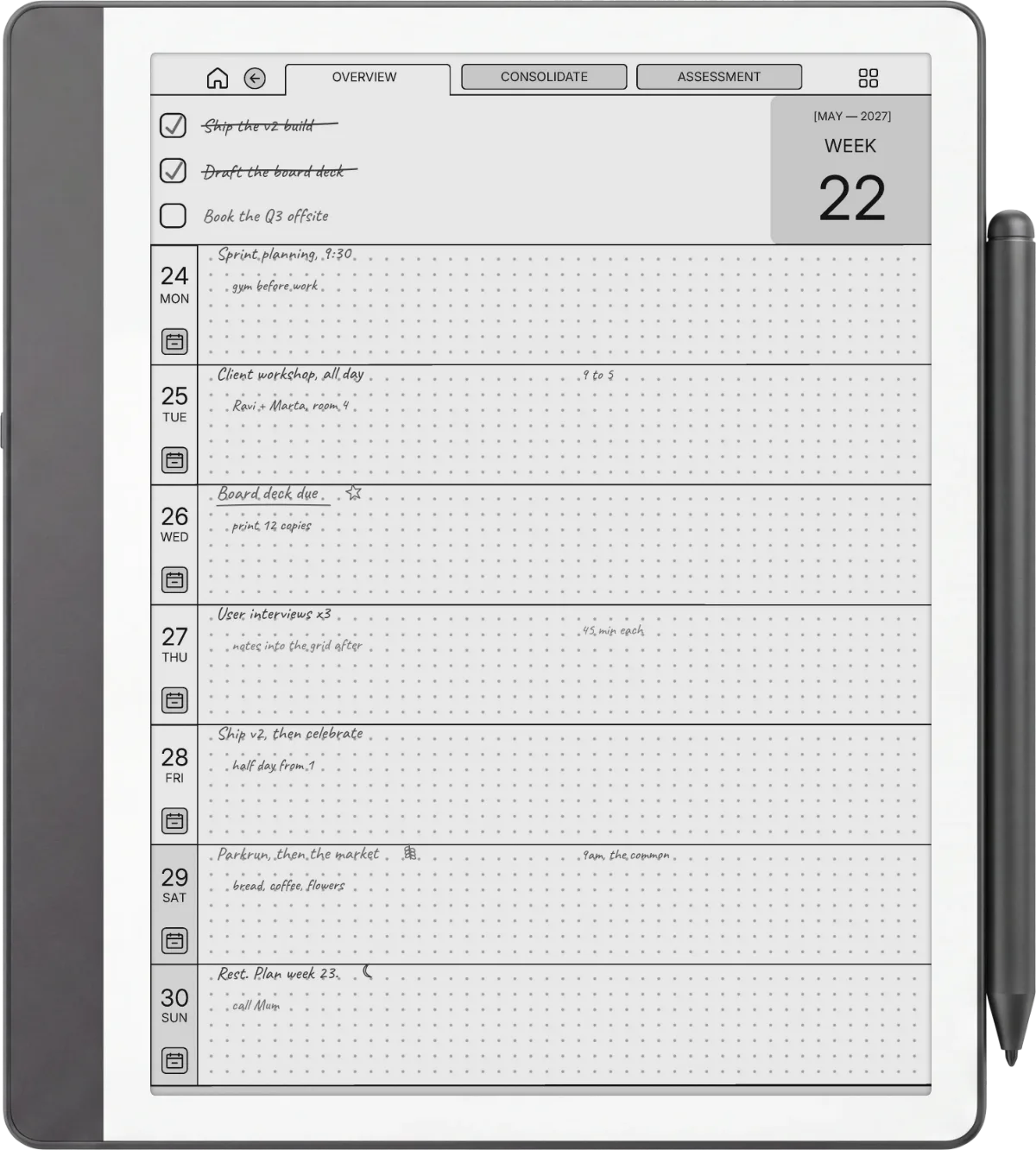 Kindle Scribe Daily Planner