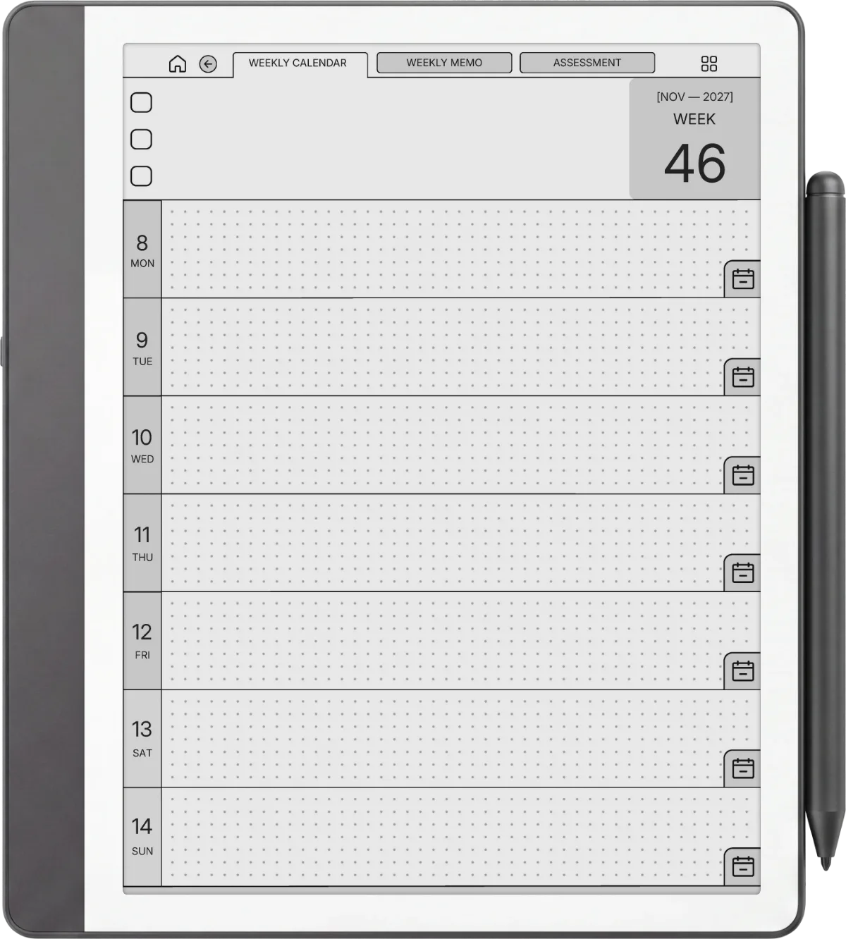 Kindle Scribe Weekly Planner The Weekly Planner page 3