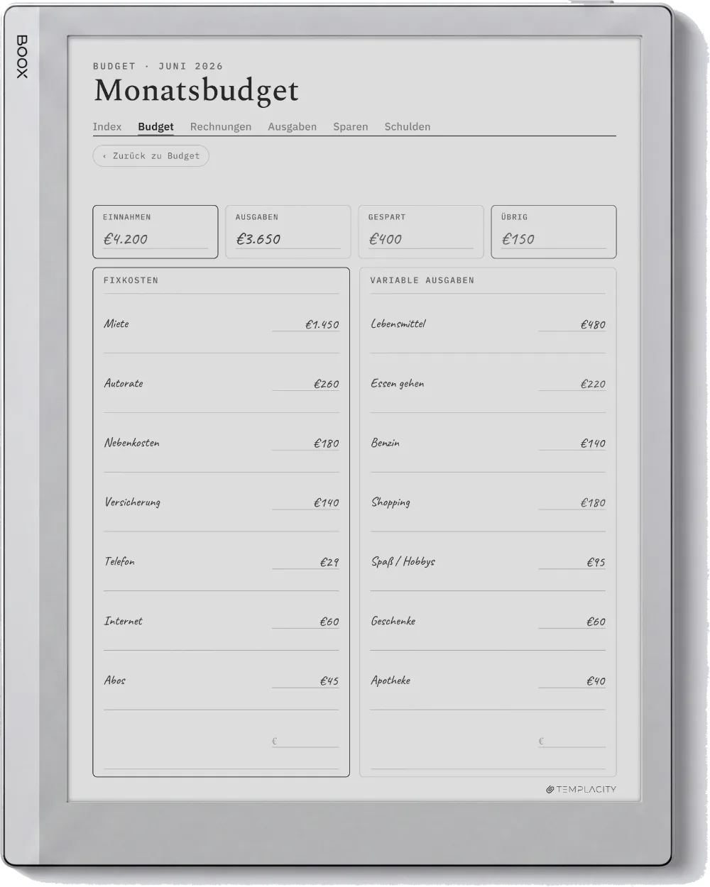 The Planner auf dem Boox Go 10.3