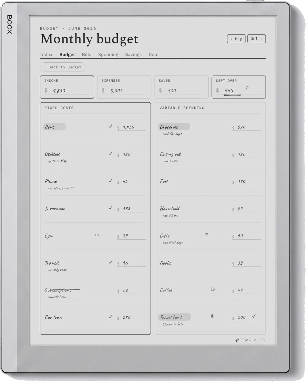 The Planner on the Boox Go 10.3