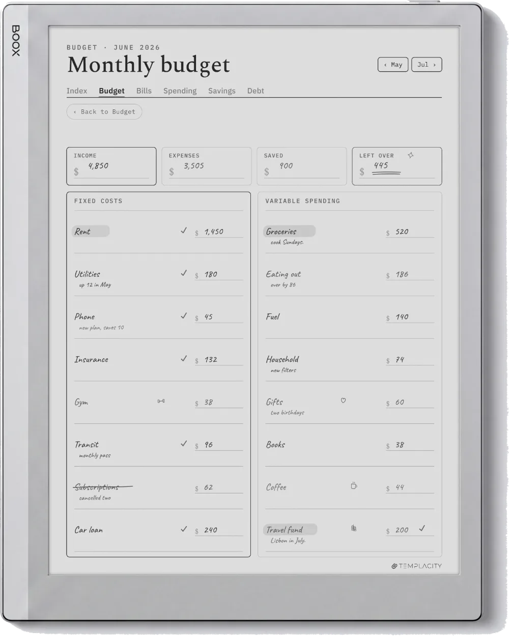 The Planner on the Boox Go 10.3