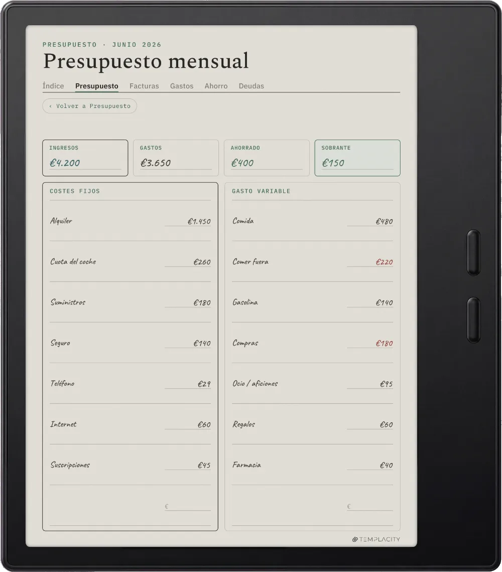 The Planner en el Boox Go Color 7 (Gen II)