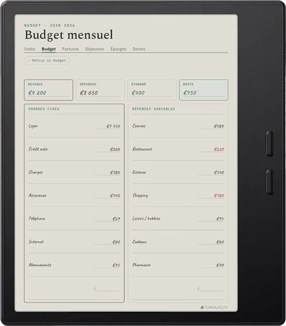 Le Planner sur la Boox Go Color 7 (Gen II)