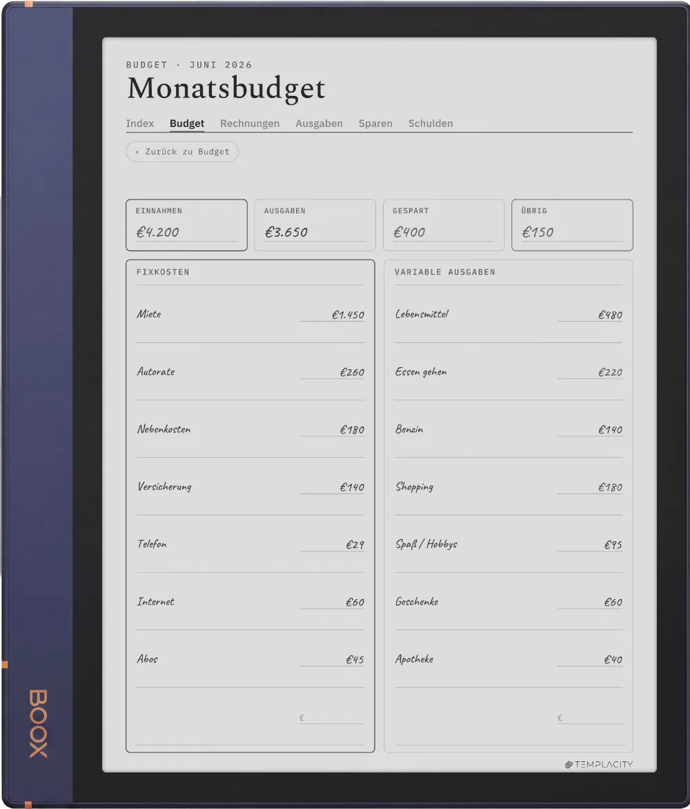 The Planner auf dem Boox Note Air2