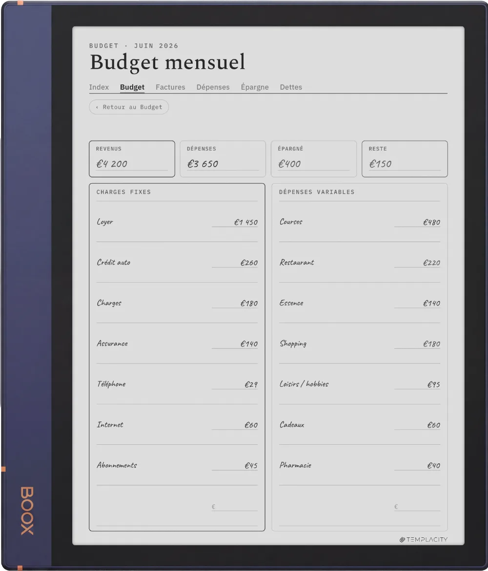 Le Planner sur la Boox Note Air2