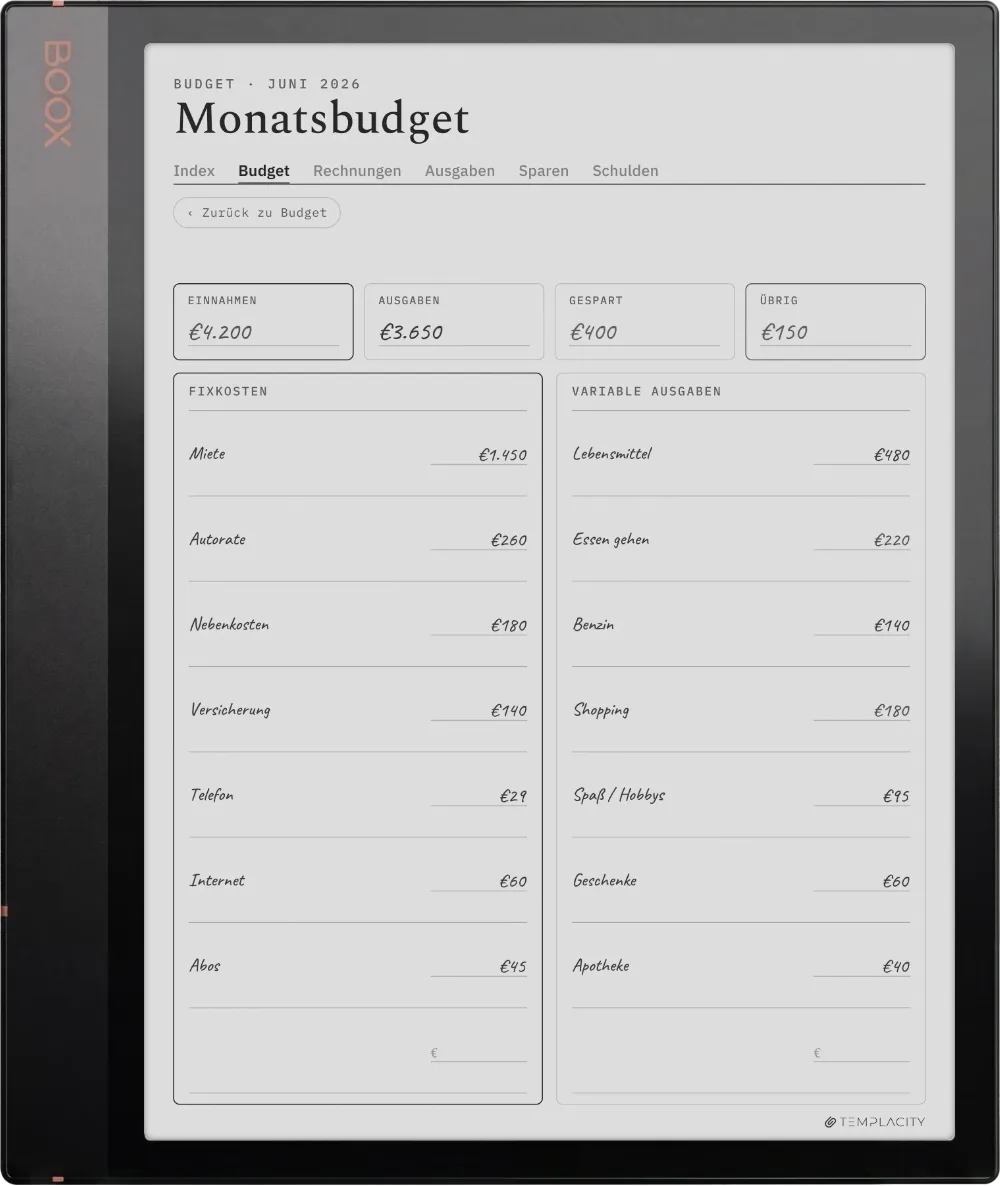 The Planner auf dem Boox Note Air 3