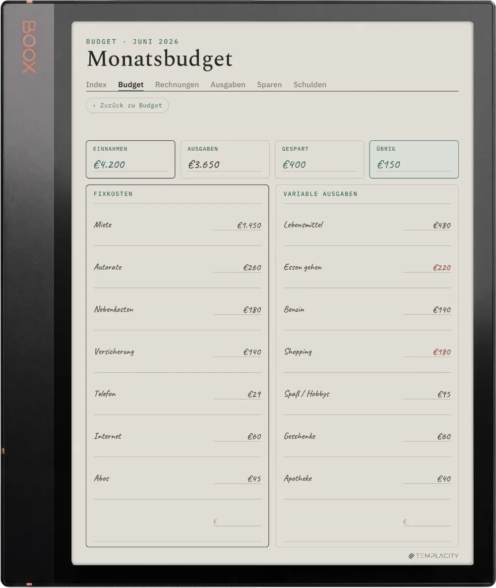 The Planner auf dem Boox Note Air3 C
