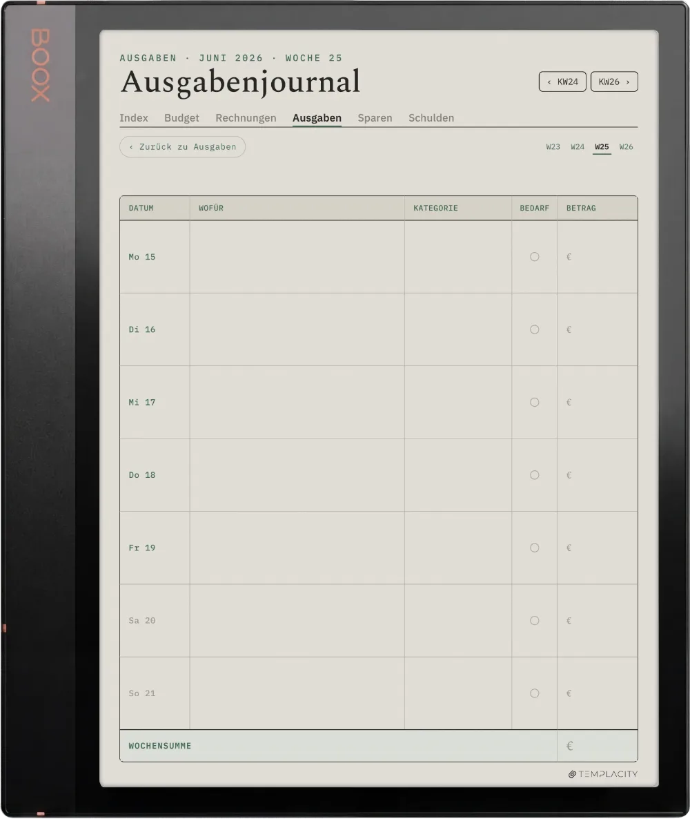 The Planner · Budget Boox Note Air3 C Seite 3
