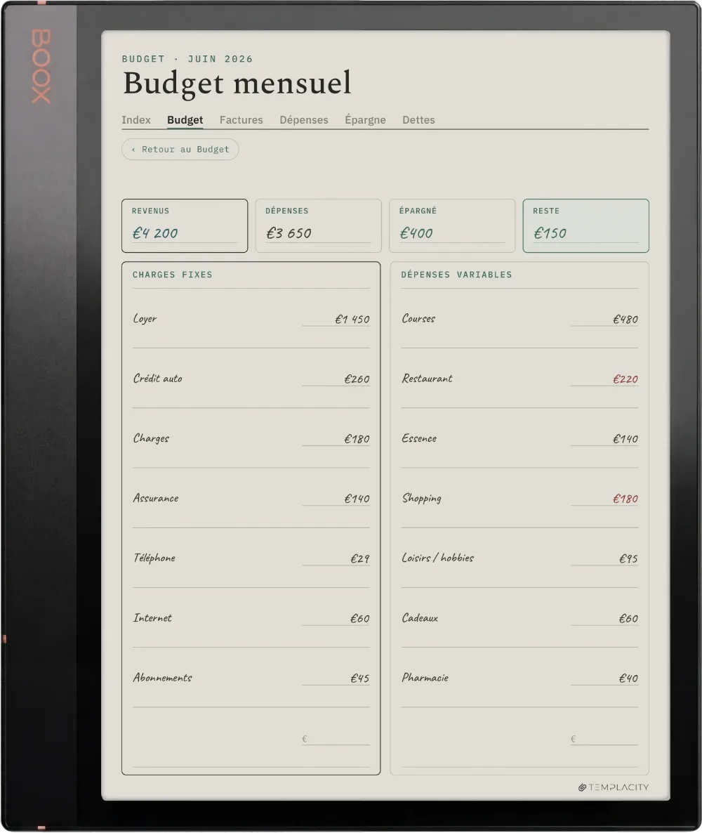 Le Planner sur la Boox Note Air3 C