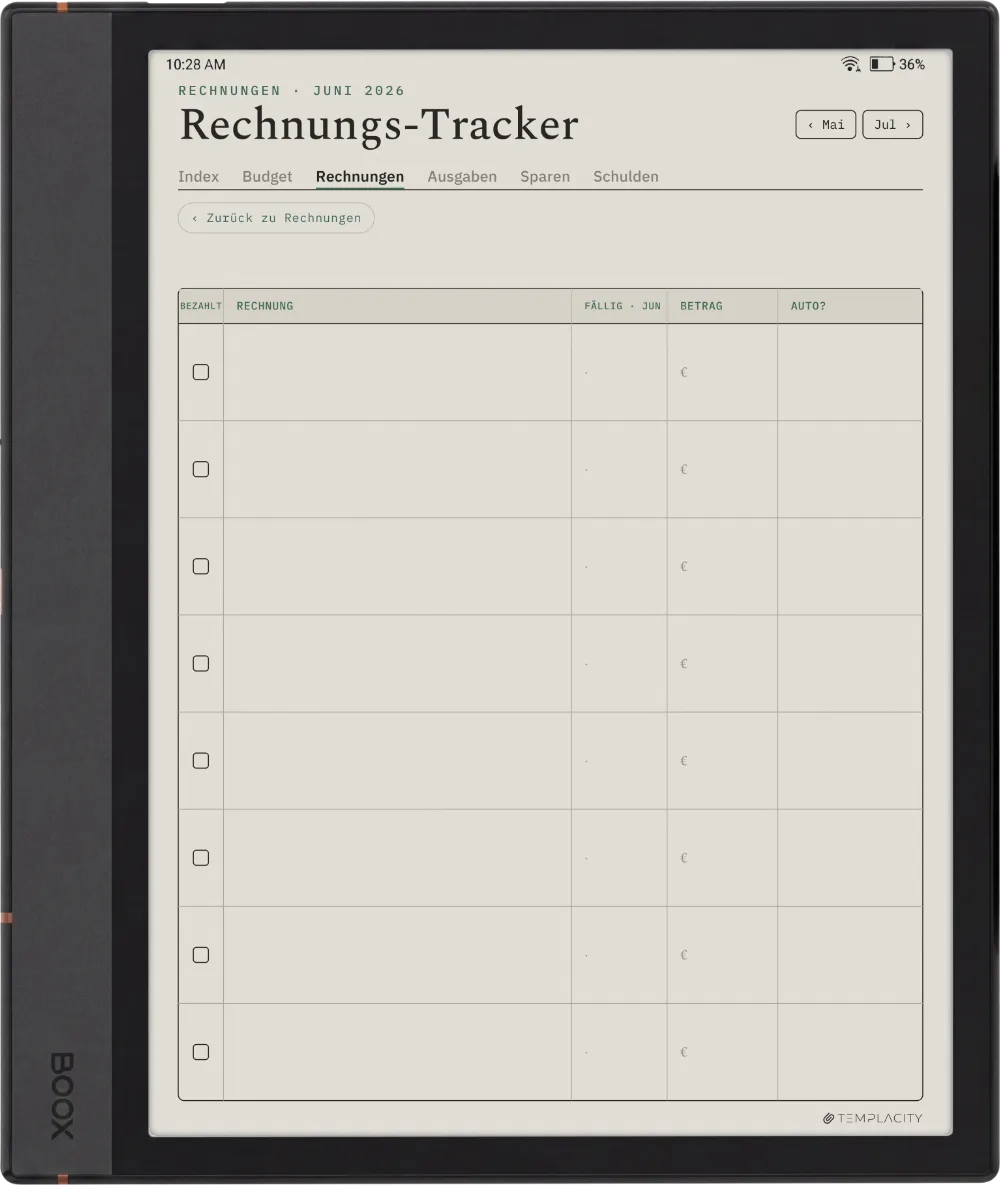 The Planner · Budget Boox Note Air4 C Seite 2