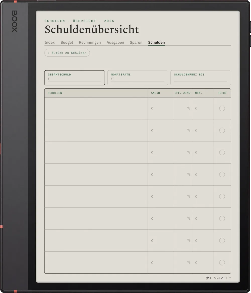 The Planner · Budget Boox Note Air5 C Seite 5