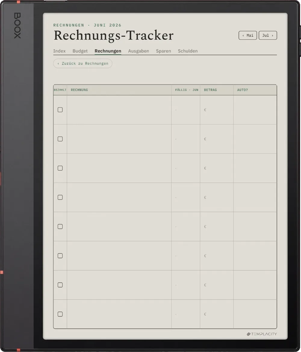 The Planner · Budget Boox Note Air5 C Seite 2