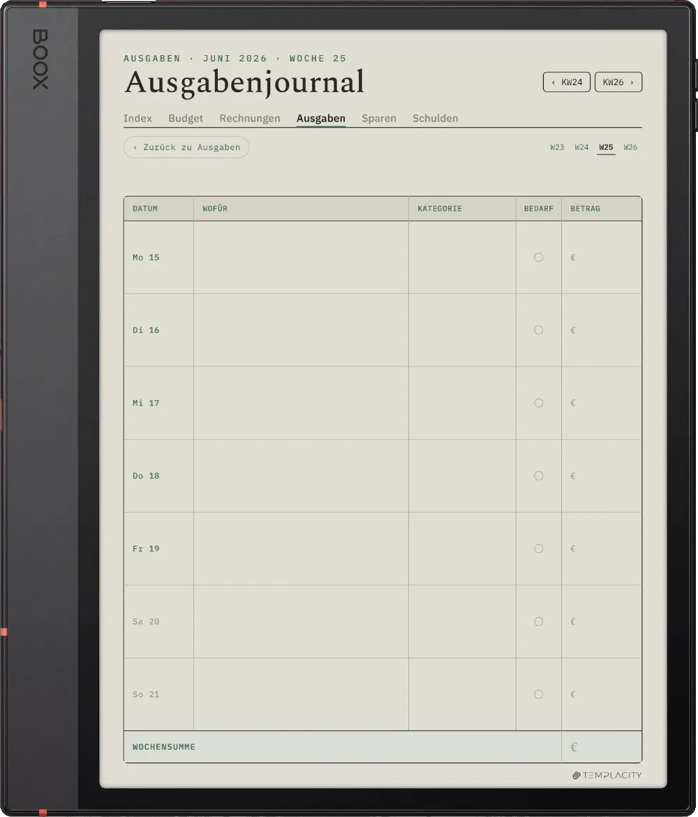 The Planner · Budget Boox Note Air5 C Seite 3