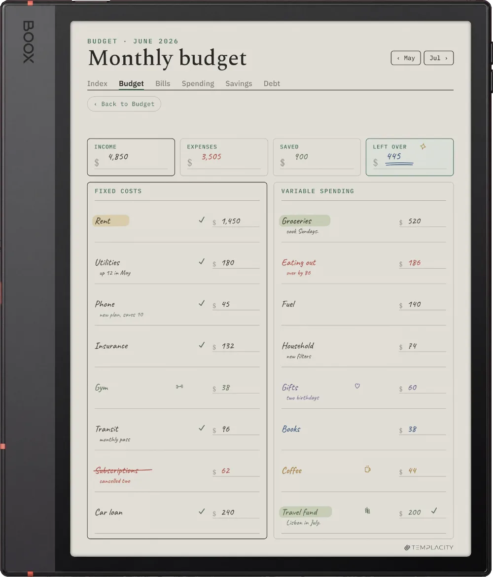 The Planner on the Boox Note Air5 C