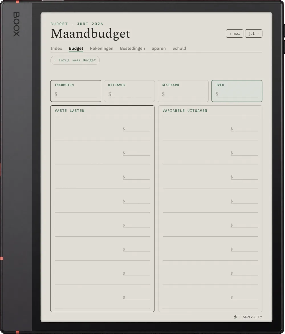 The Planner Het maandbudget
