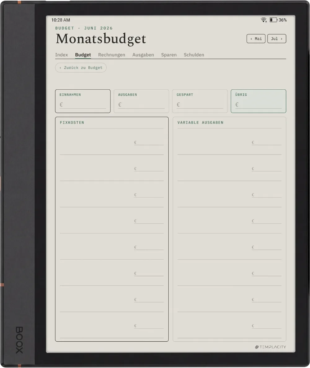 Der Planer: Das Monatsbudget