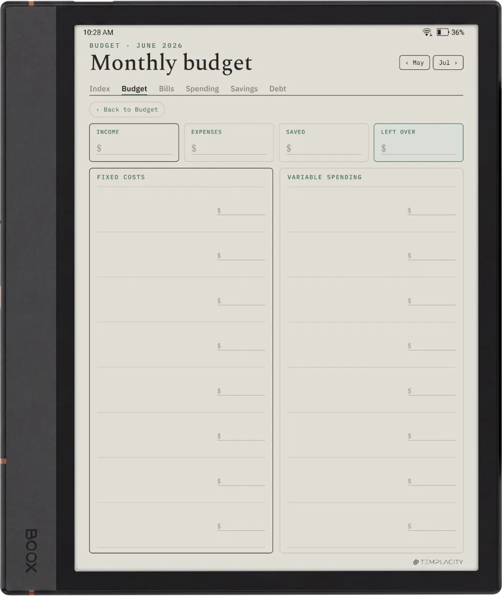 The Planner · Budget Boox Note Max page 1