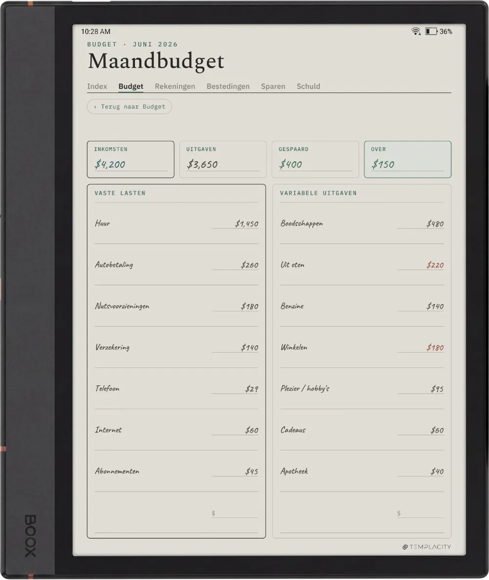 The Planner op de Boox Note Max