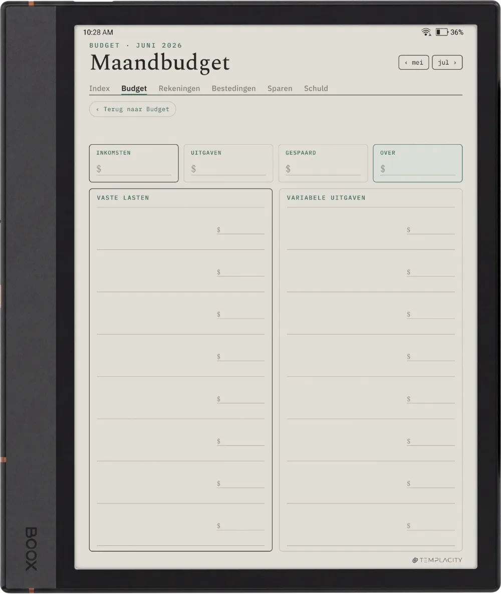 The Planner Het maandbudget