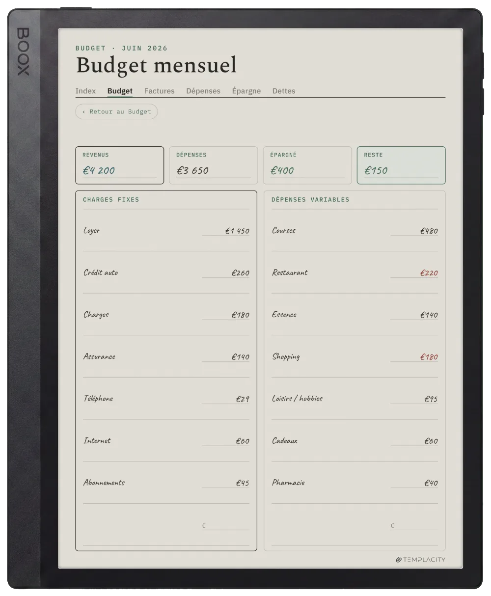 Le Planner sur la Boox Tab Ultra C Pro