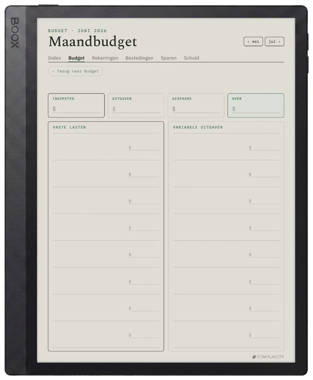 The Planner Het maandbudget