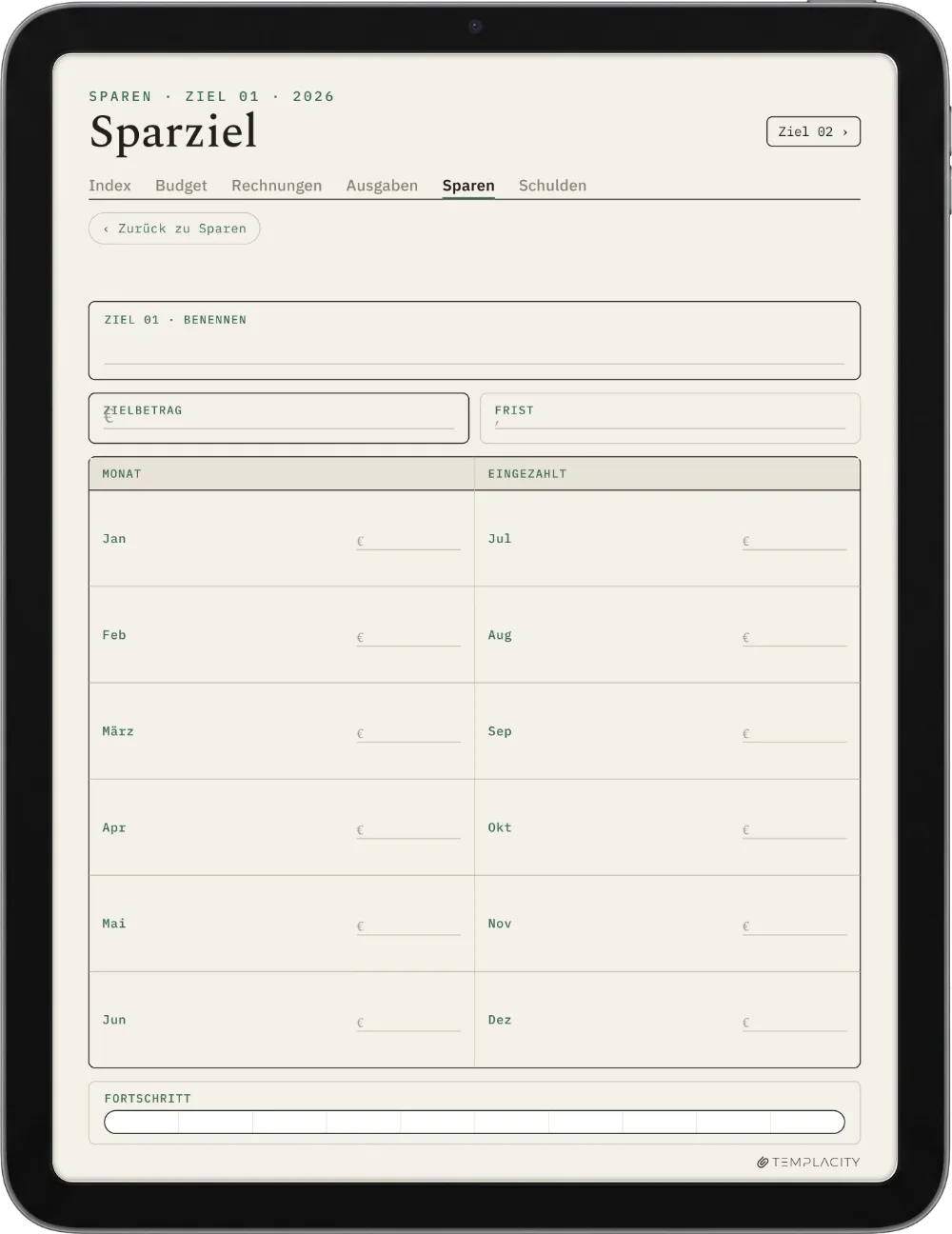 The Planner · Budget iPad Seite 4