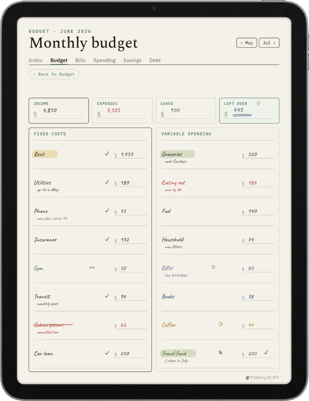 The Planner on the iPad
