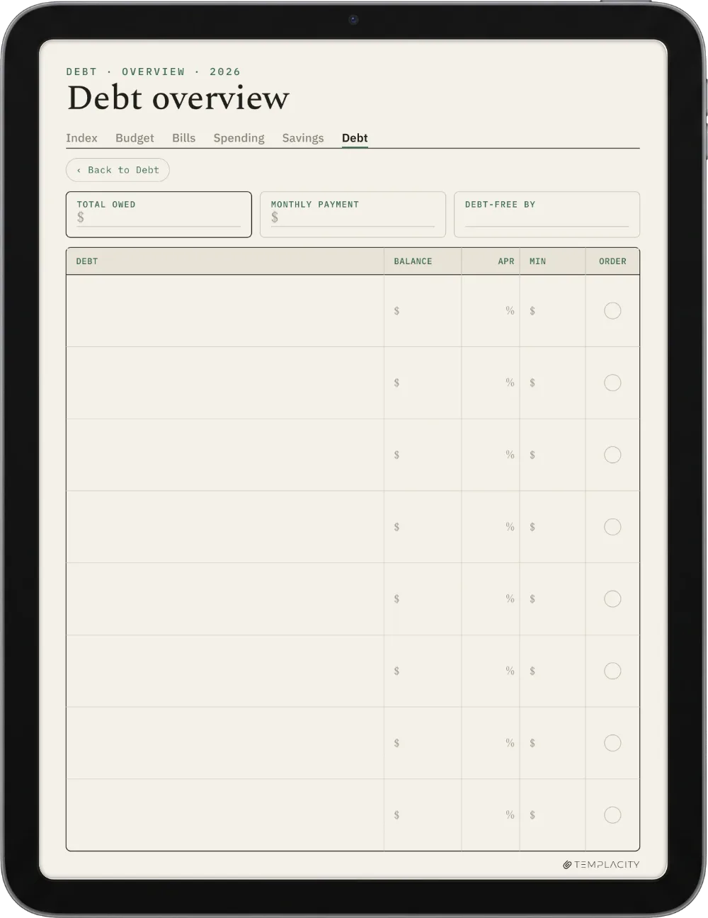 The Planner · Budget iPad page 5