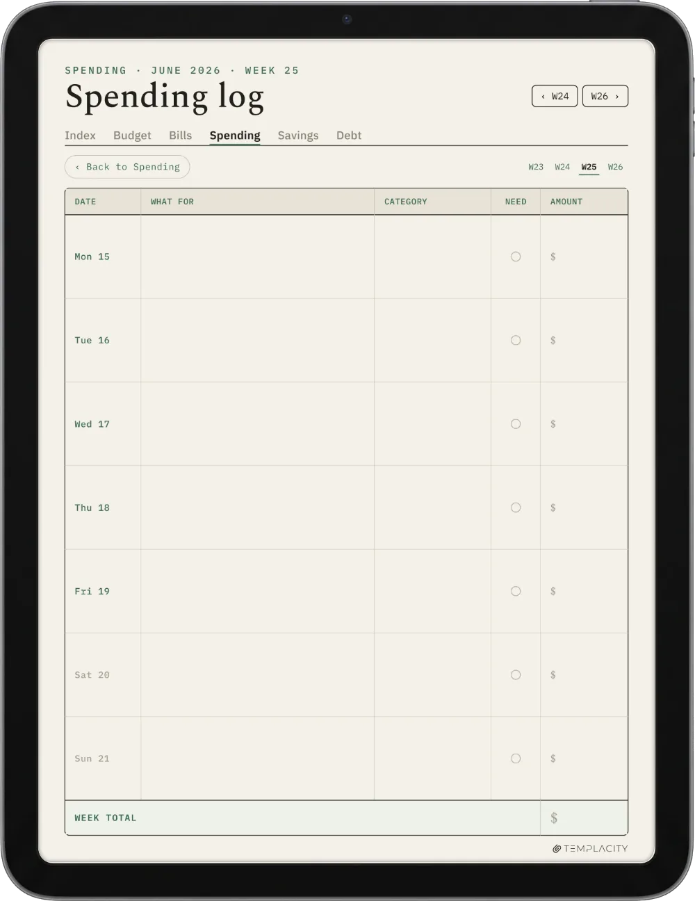 The Planner · Budget iPad page 3