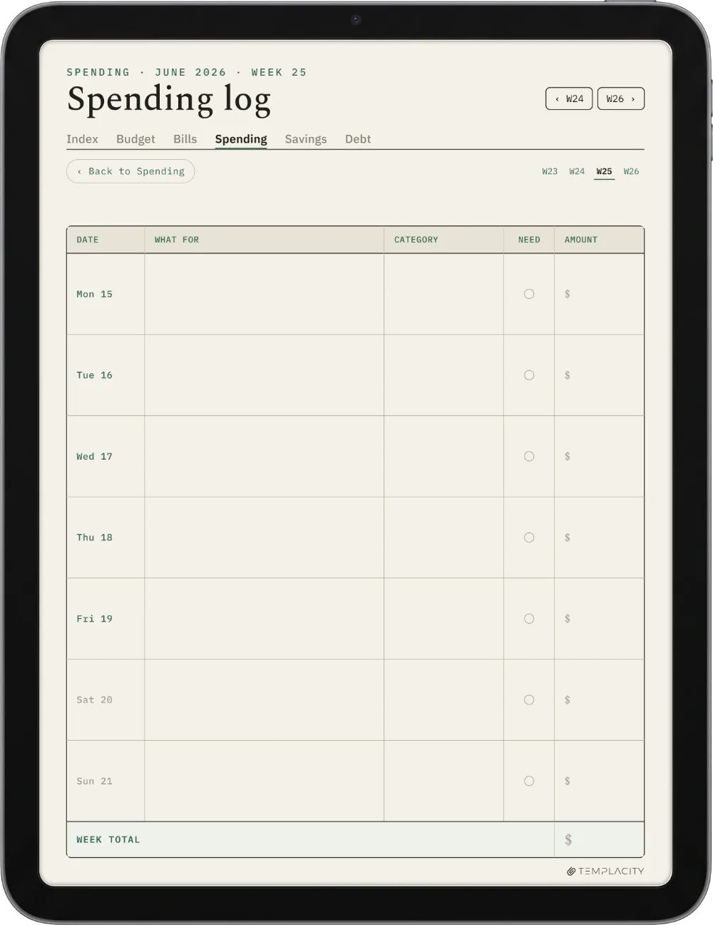 The Planner · Budget iPad page 3