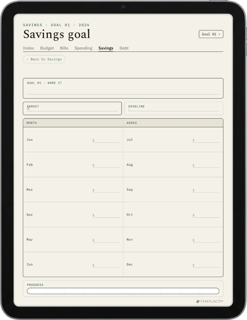 The Planner · Budget iPad page 4