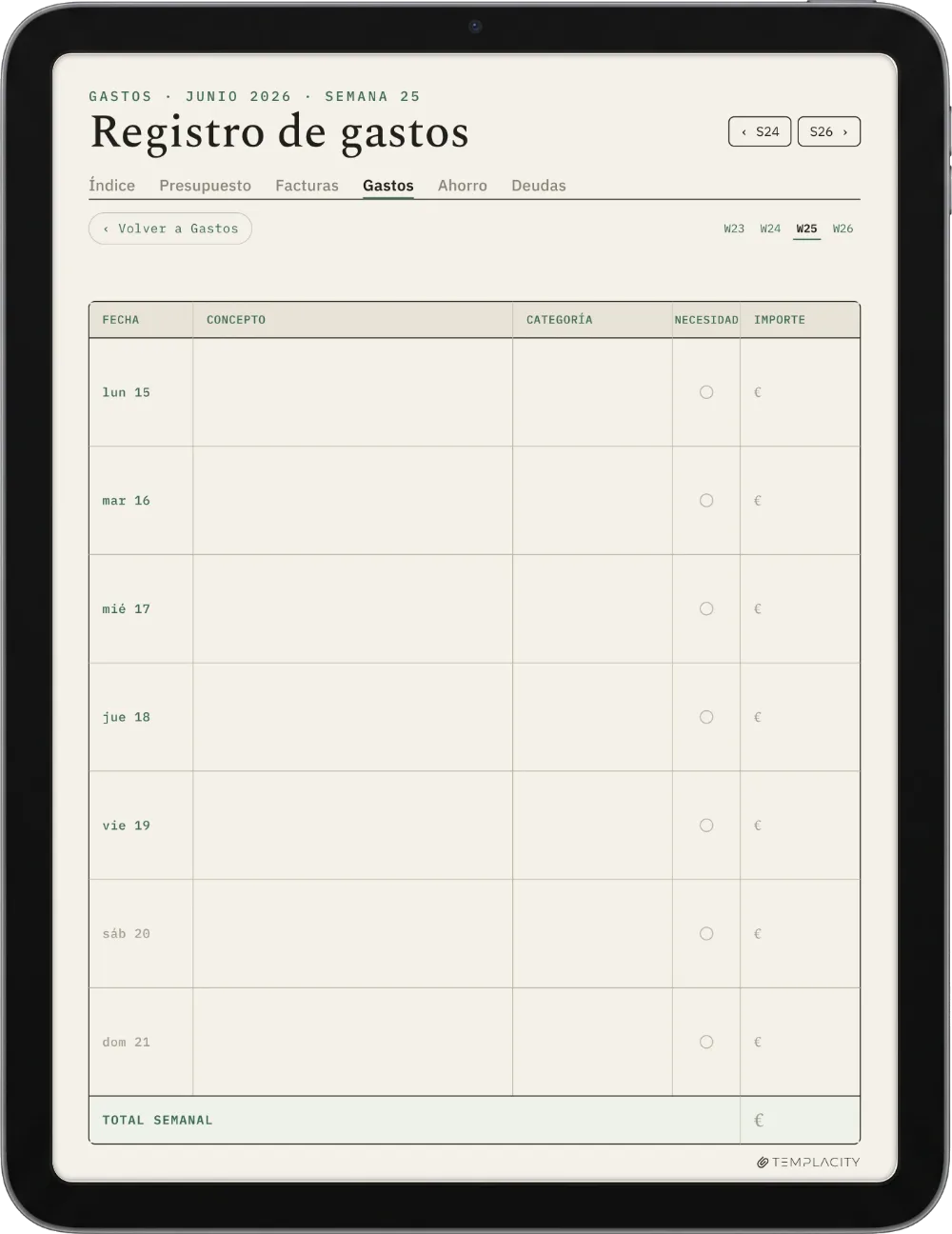 The Planner · Presupuesto iPad página 3
